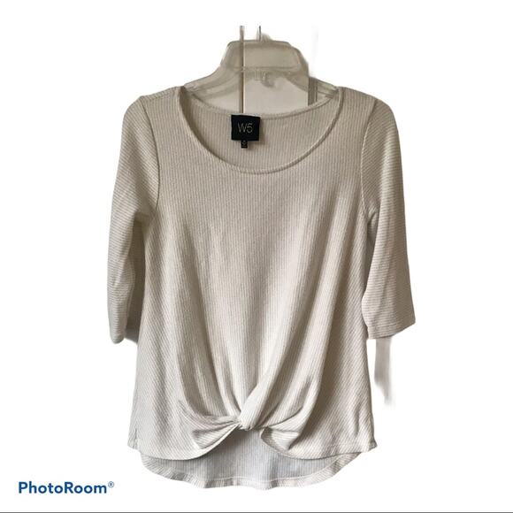 W5 Ivory Gathered Waist Top Sz S - Picture 1 of 4